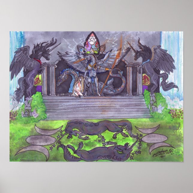 Dragon Unicorn Temple Girl Baby Spell Poster (Front)