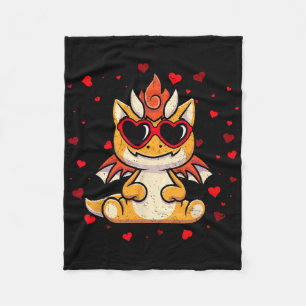 Dragon Valentine Sungles Heart Cute Lovers  Fleece Blanket