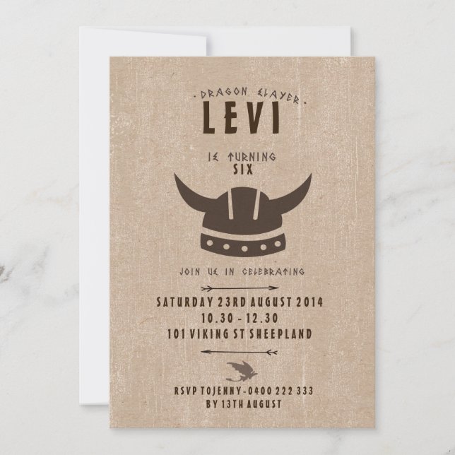 Dragon & Viking Birthday Invitation (Front)