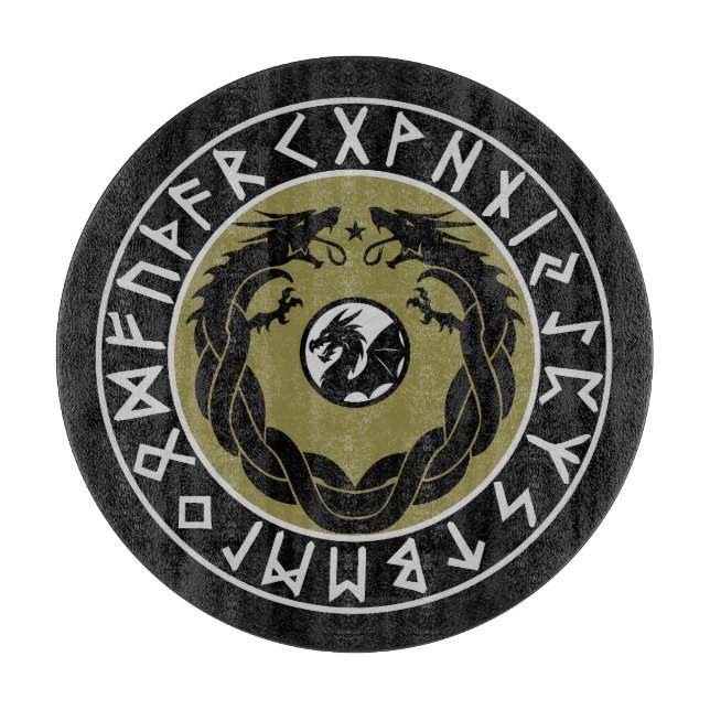 Dragon Viking Rune Protection Cutting Board (Front)