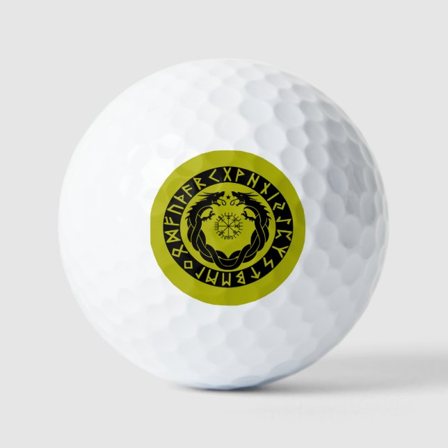 Dragon Viking Rune Protection Golf Balls (Front)