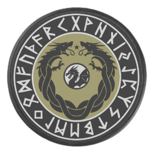 Dragon Viking Rune Protection Hockey Puck