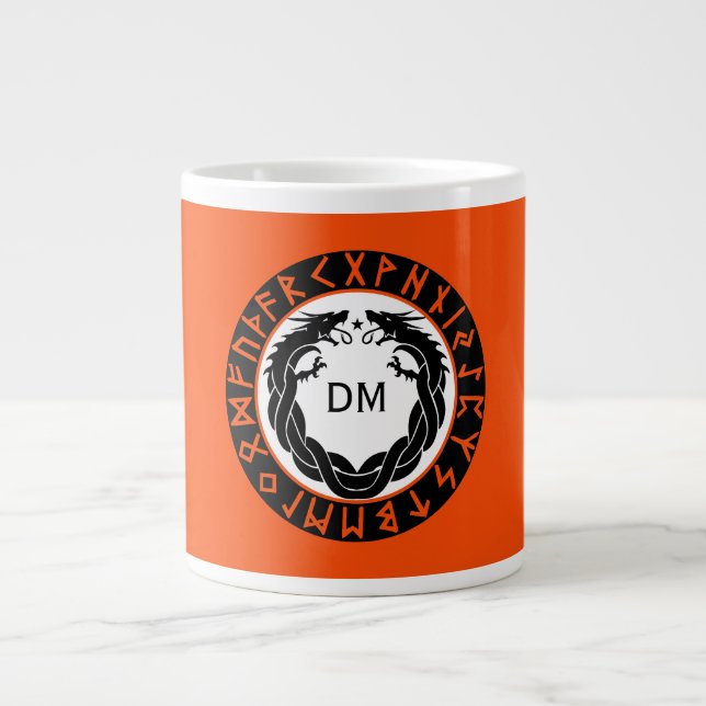 Dragon Viking Rune Protection Large Coffee Mug (Front)