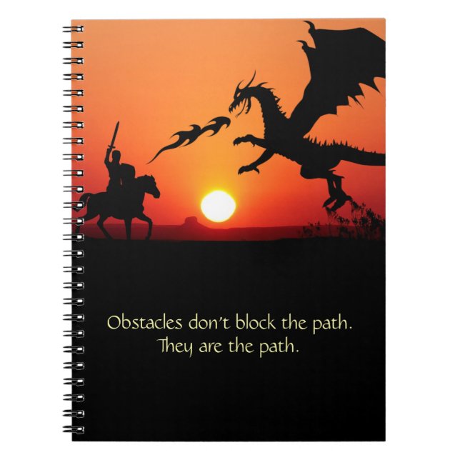 Dragon vs Knight Inspirational Motivational Notebook (Front)