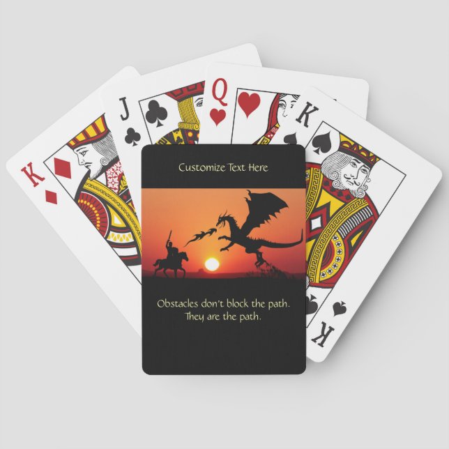 Dragon vs Knight Inspirational Motivational Playing Cards (Back)