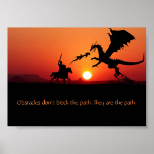 Dragon vs Knight Inspirational Motivational Quote Poster
