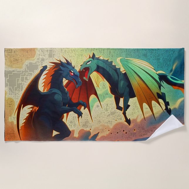 Dragon vs Pegasus  Beach Towel (Front)