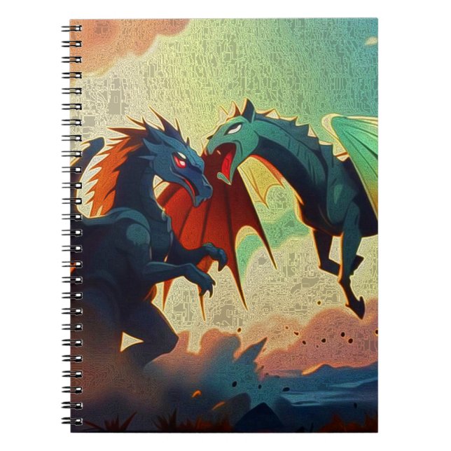 Dragon vs Pegasus - Fantasy Art Notebook (Front)