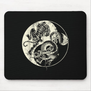 Dragon Vs Tiger Tattoo! Yin And Yang Beast Fight Mouse Pad