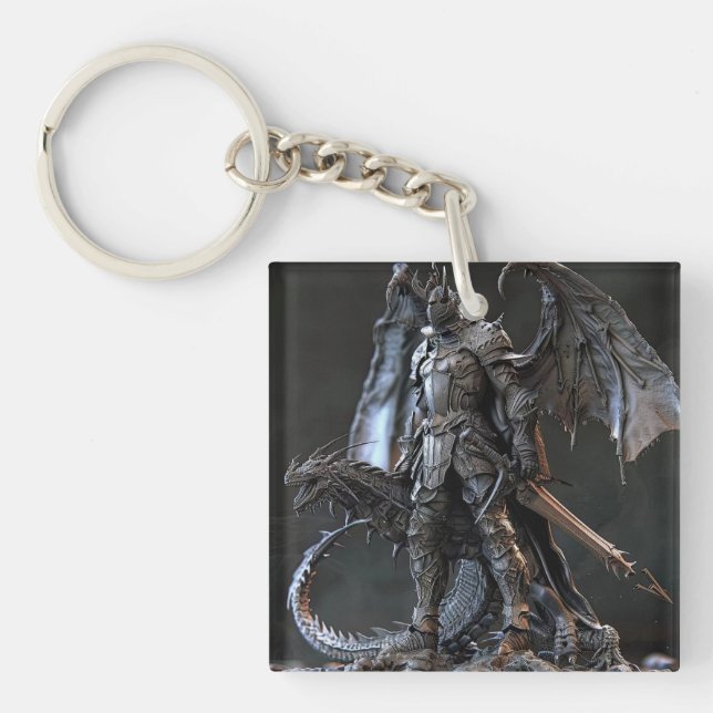 Dragon Warrior customised name and date Key Ring (Front)