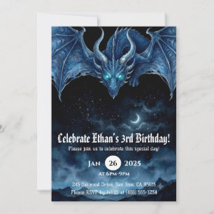 Dragon Watercolor Birthday Invitation