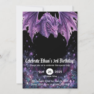 Dragon Watercolor Birthday Invitation