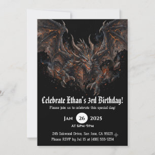 Dragon Watercolor Birthday Invitation