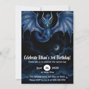 Dragon Watercolor Birthday Invitation