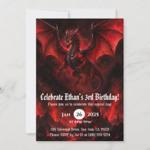 Dragon Watercolor Birthday Invitation