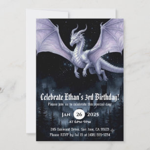 Dragon Watercolor Birthday Invitation