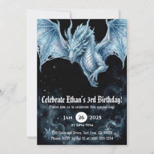 Dragon Watercolor Birthday Invitation