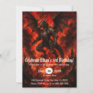 Dragon Watercolor Birthday Invitation