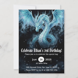 Dragon Watercolor Birthday Invitation