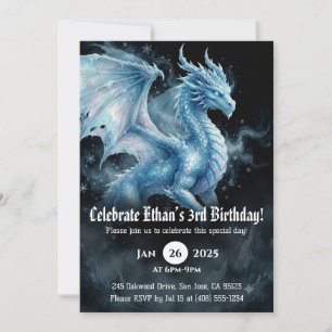 Dragon Watercolor Birthday Invitation