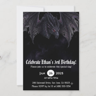 Dragon Watercolor Birthday Invitation