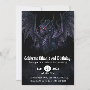 Dragon Watercolor Birthday Invitation