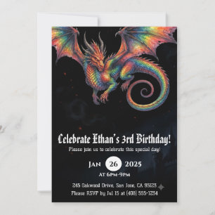 Dragon Watercolor Birthday Invitation