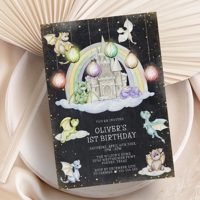 Dragon Whimsical Magical Birthday Party Invitation (Creator Uploaded)