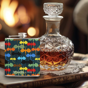 Dragon Wing Blue Flight Fantasy Hip Flask