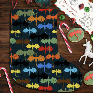 Dragon Wing Blue Flight Fantasy Large Christmas Stocking