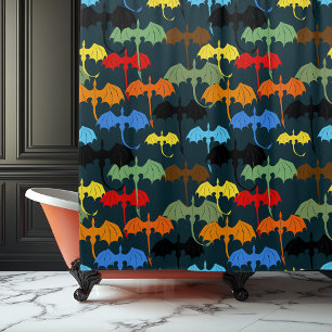  Dragon Wing Blue Flight Fantasy Shower Curtain