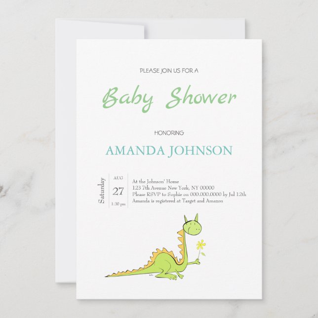 Dragon with a flower invitation (Front)