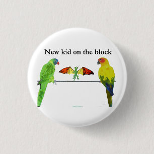 Dragon with Birds 3 Cm Round Badge