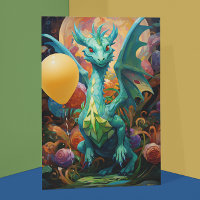 Dragon with Birthday Balloons