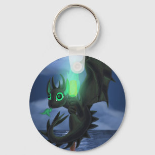 Dragon With Green Fire Key Ring
