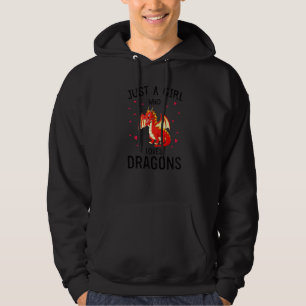 Dragon With Hearts Graphic Just A Girl Who Loves D Hoodie