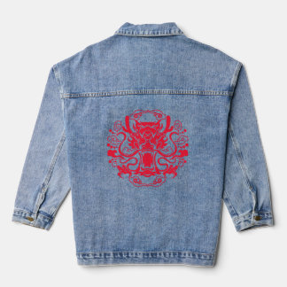 dragon with red colour denim jacket