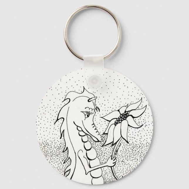 Dragon with Sunflower Key Ring (Front)
