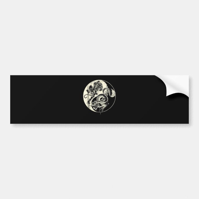 Dragon With Tiger Tattoo YIN And Yang Beast Fight Bumper Sticker (Front)
