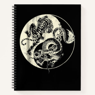 Dragon With Tiger Tattoo YIN And Yang Beast Fight Notebook