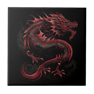 dragon-with-yellow-head-green-head ceramic tile