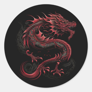 dragon-with-yellow-head-green-head classic round sticker
