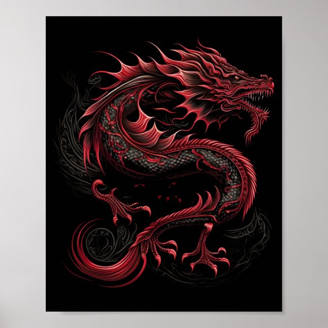 dragon-with-yellow-head-green-head poster (Front)