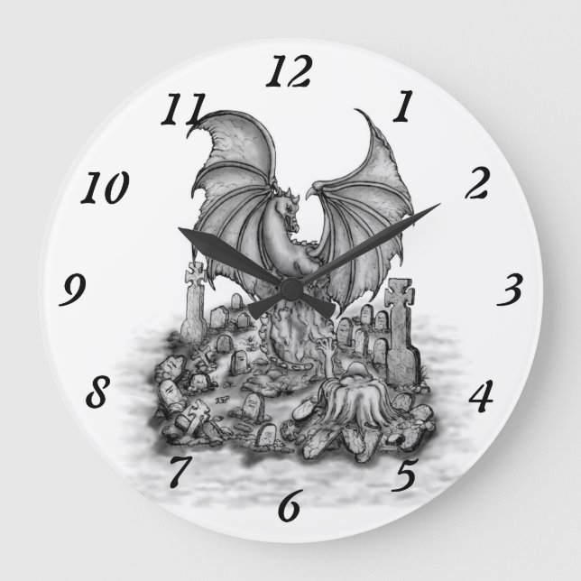 Dragon with Zombie Large Clock (Front)