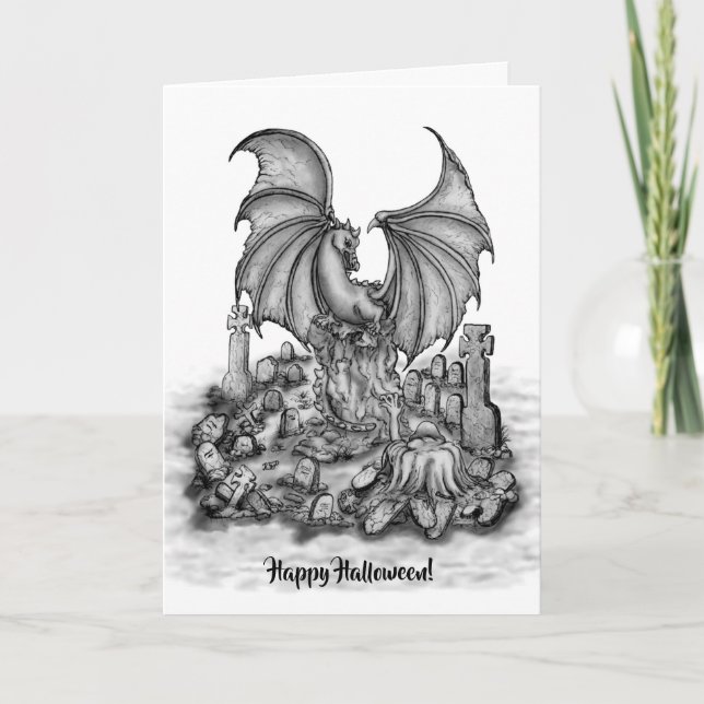 Dragon with Zombie Note Card (Front)