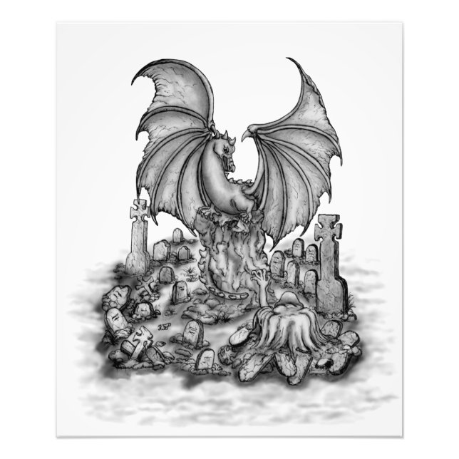 Dragon with Zombie Photo Print (Front)