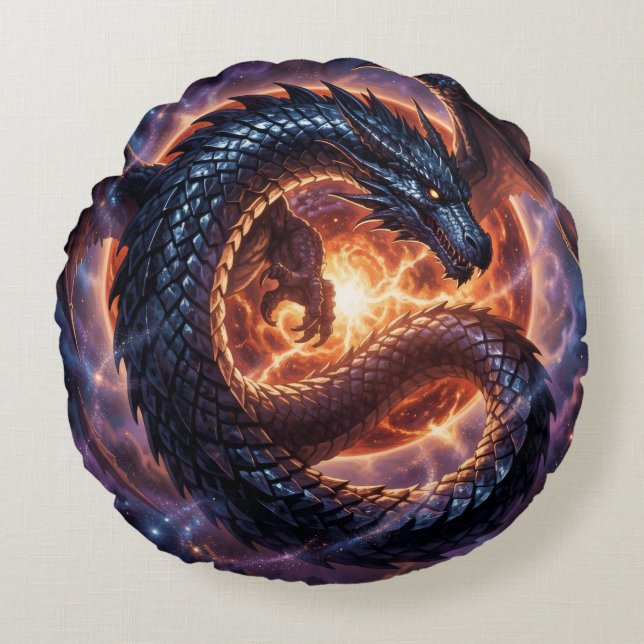 Dragon World – The Realm of Fire and Magic´3 Round Cushion (Front)