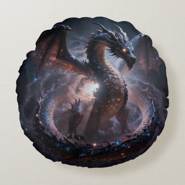 Dragon World – The Realm of Fire and Magic Round Cushion (Front)
