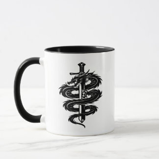 Dragon Wrapped Sword Tattoo Style Mug