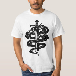 Dragon Wrapped Sword Tattoo Style T-Shirt